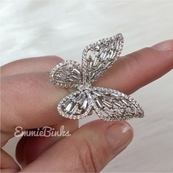 New Charming Charlie Butterfly Statement Ring ~ CZ Crystal Butterfly Cocktail - Picture 11 of 15